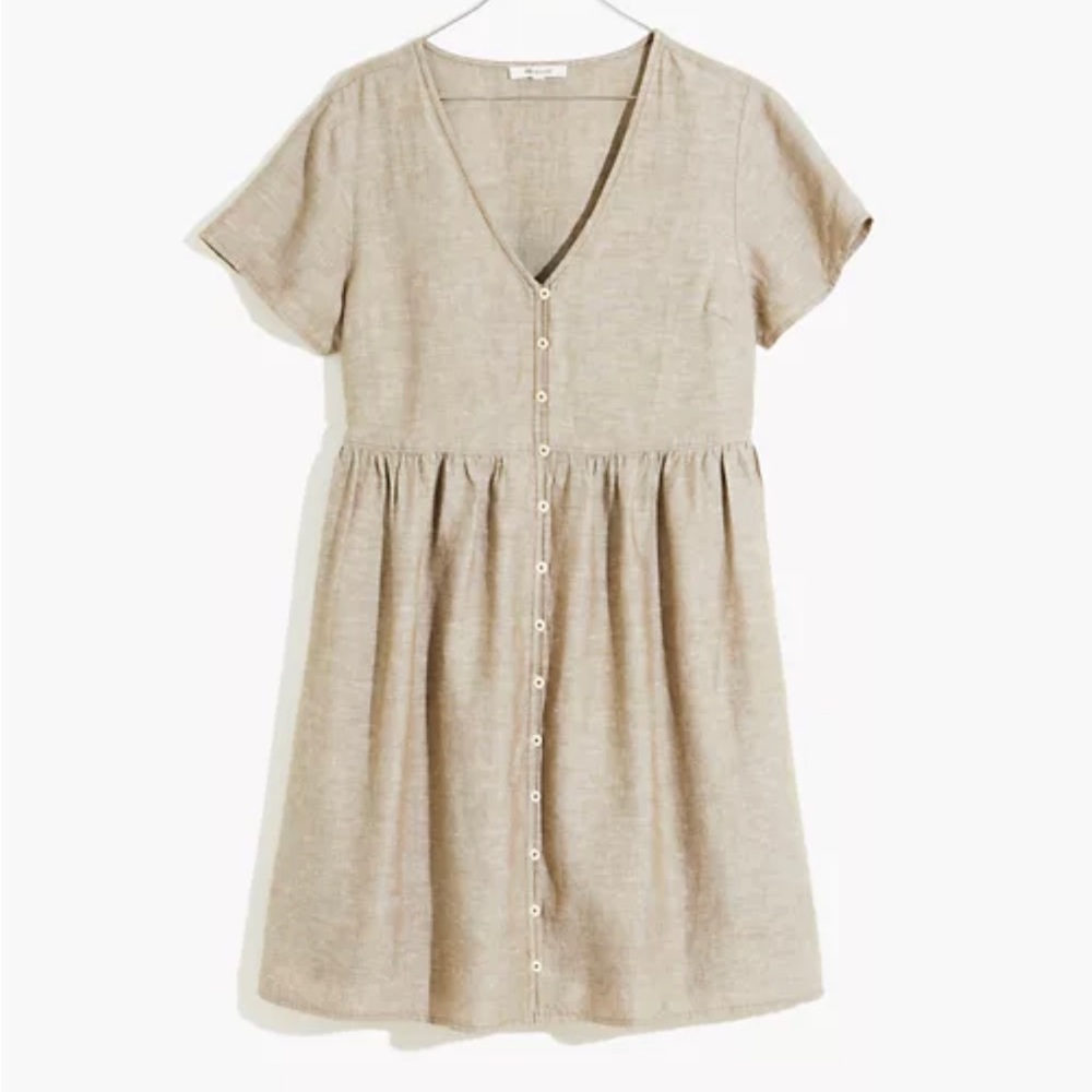 Madewell Linen-Blend Alexandra Button-Front Mini Dress